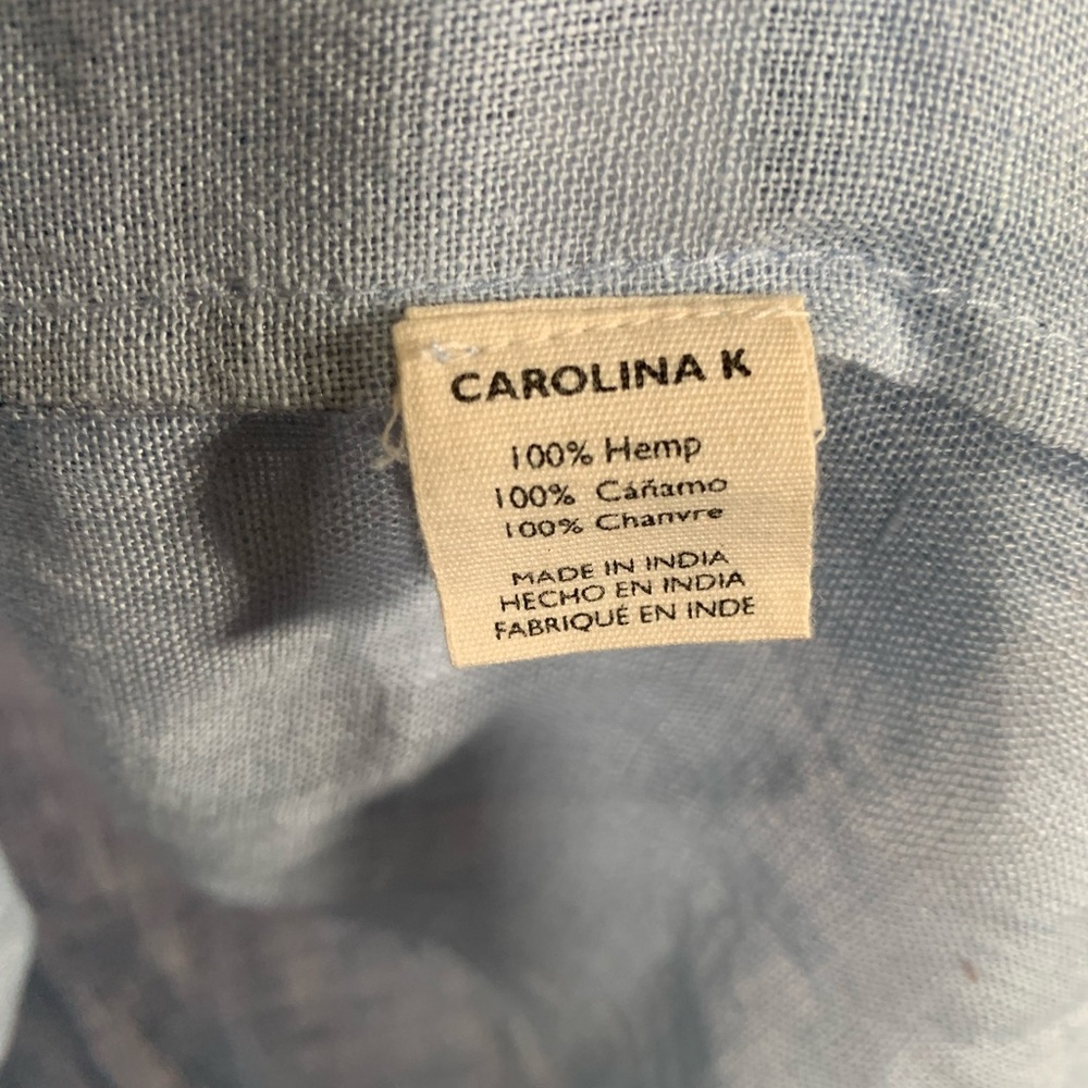 Carolina K Womens H emp Full Button Ruffle Top Blue Size S Preppy Quiet Luxury - Picture 4 of 6
